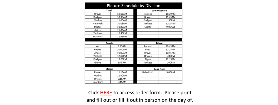 NKYA PICTURE DAY SCHEDULE & ORDER FORM