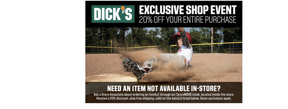 Dick's Sporting Goods Coupon (click image for digital Coupon)